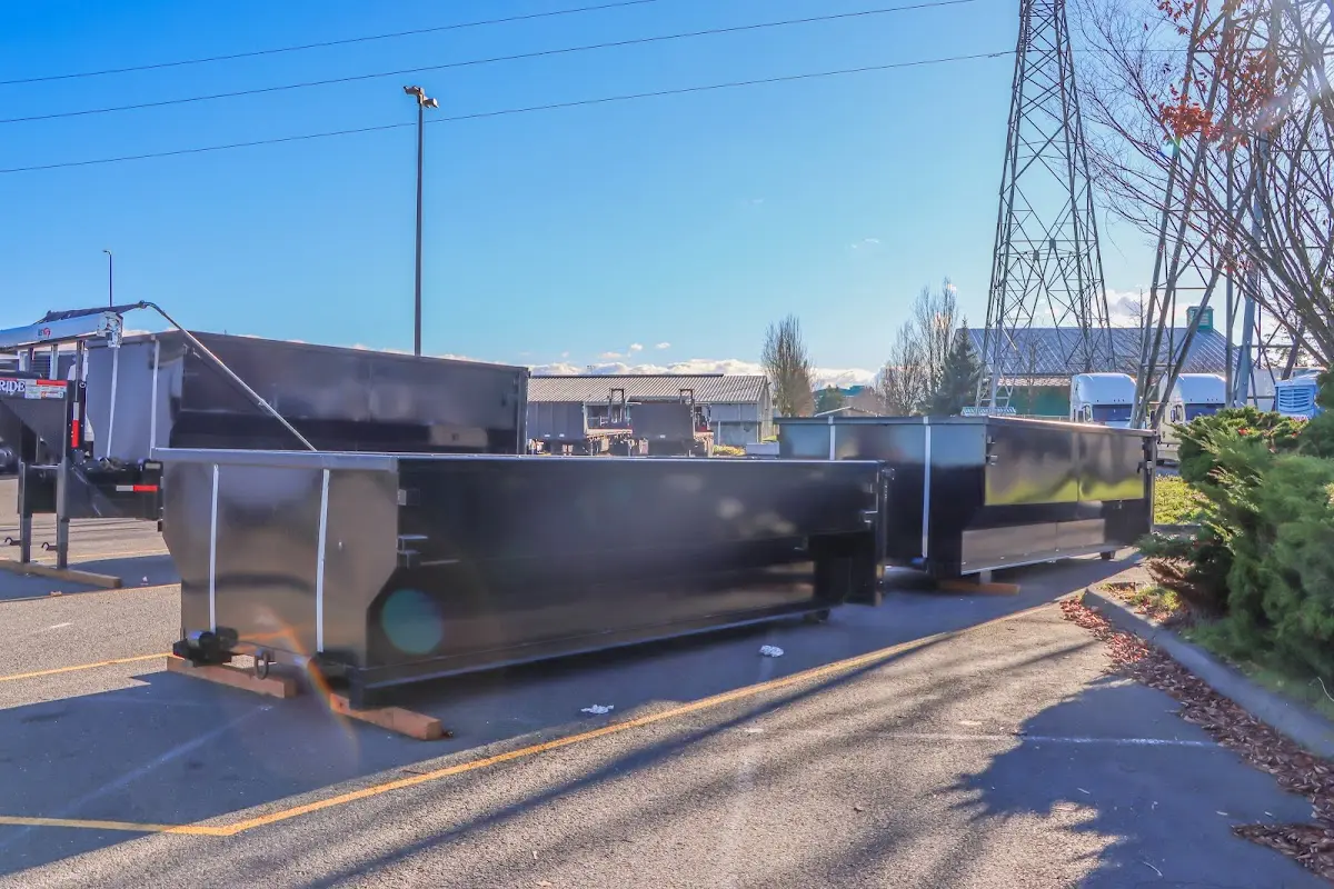 Roll-off dumpster ready for waste disposal at job site for Demolition Dumpster Rental in Blue Island